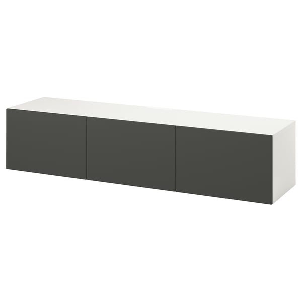 BESTÅ TV bench with doors, black-brown/Hanviken black-brown, 180x42x38 cm