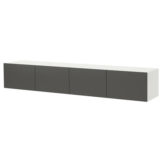 BESTÅ - BESTÅ TV bench with doors, white/Lappviken dark grey, 240x42x38 cm