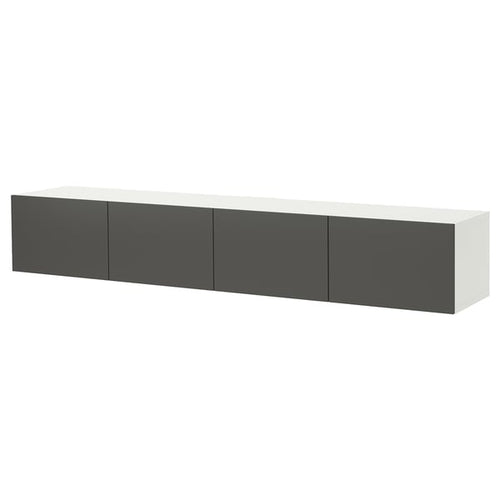 BESTÅ - BESTÅ TV bench with doors, white/Lappviken dark grey, 240x42x38 cm