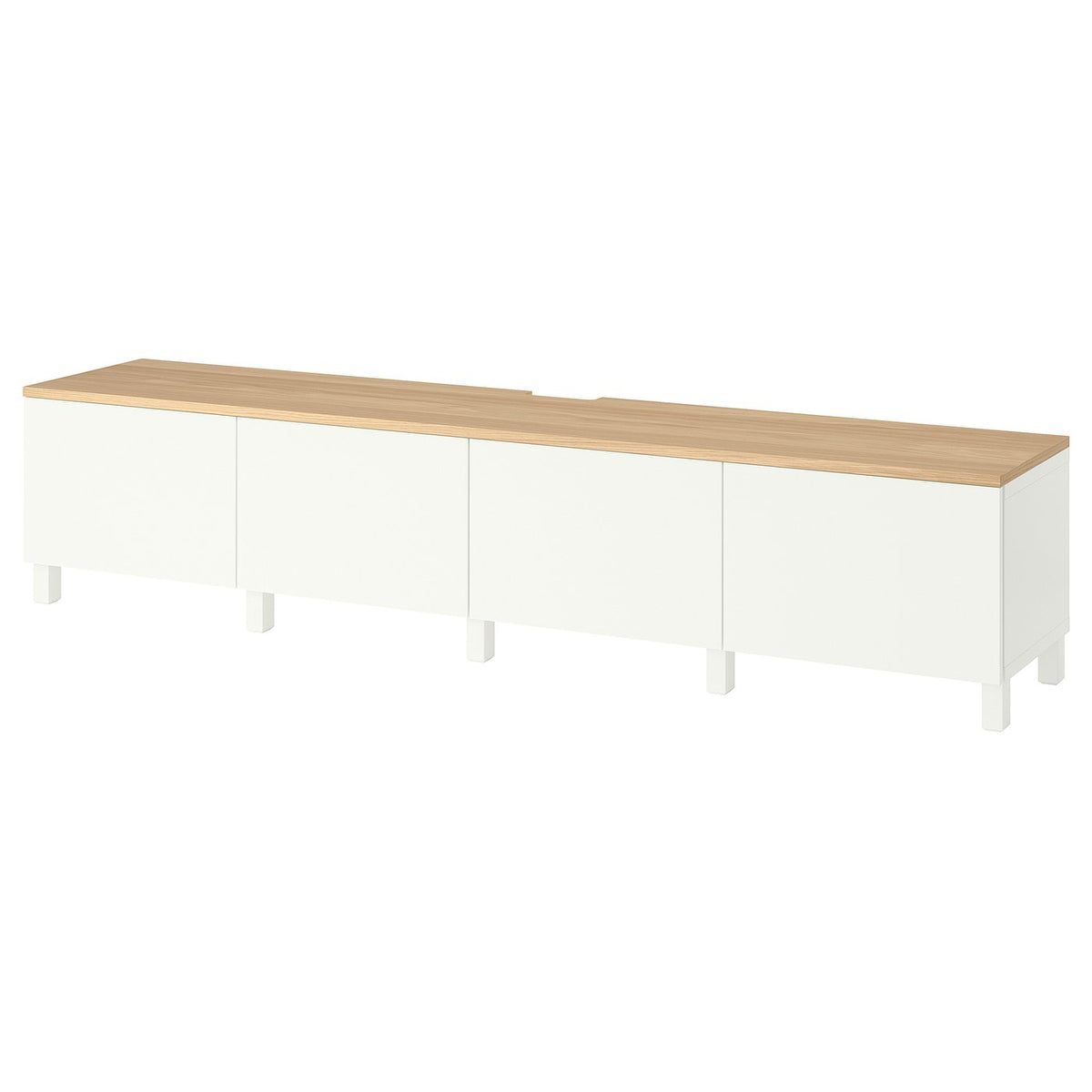 BESTÅ TV bench with doors, white/Lappviken/Stubbarp white, 240x42x50 cm