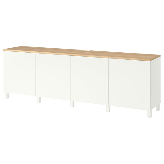 BESTÅ TV bench with doors, white/Lappviken/Stubbarp white, 240x42x76 cm