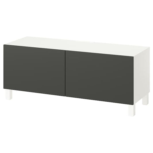 Ikea BESTÅ - TV bench with doors, white Lappviken/Stubbarp/dark grey, 120x42x48 cm