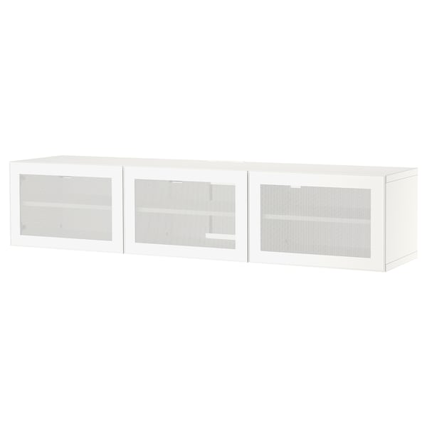BESTÅ TV bench with doors, white/Mörtviken white, 180x42x38 cm
