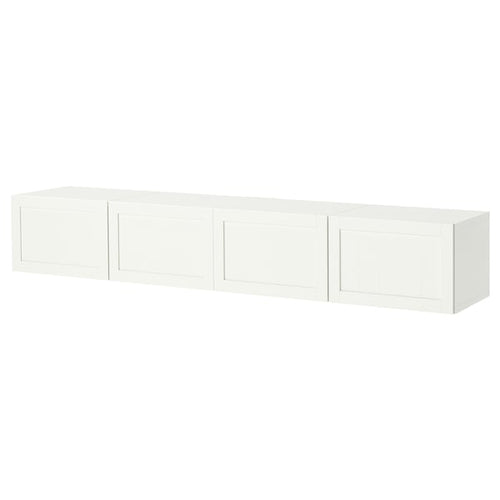 BESTÅ TV bench with doors, white/Pipmakare white, 240x42x38 cm