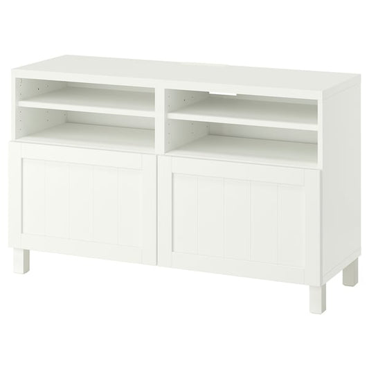 BESTÅ TV cabinet with doors, white/Pipmakare white, 120x42x74 cm