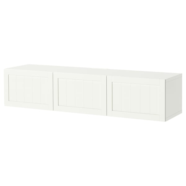 BESTÅ TV bench with doors, white/Pipmakare white, 180x38x42 cm