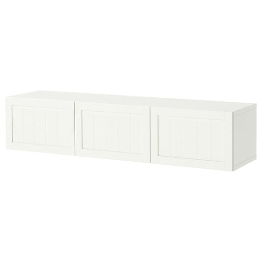 BESTÅ TV bench with doors, white/Pipmakare white, 180x38x42 cm
