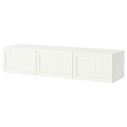 BESTÅ TV bench with doors, white/Pipmakare white, 180x42x38 cm