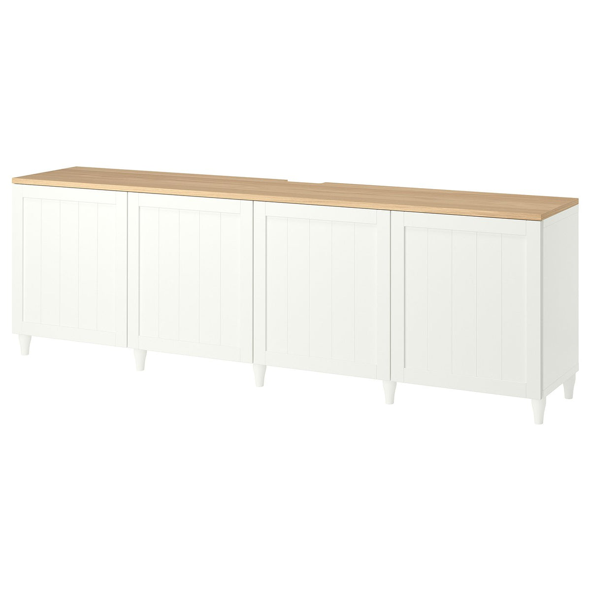 BESTÅ TV bench with doors, white/Pipmakare white, 240x42x76 cm