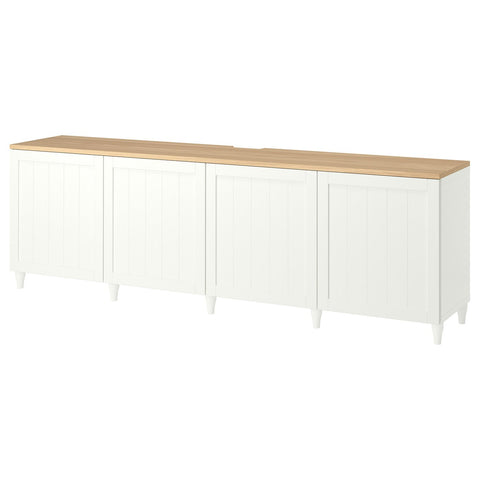 BESTÅ TV bench with doors, white/Pipmakare white, 240x42x76 cm