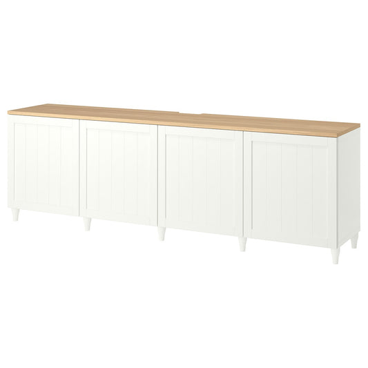 BESTÅ TV bench with doors, white/Pipmakare white, 240x42x76 cm