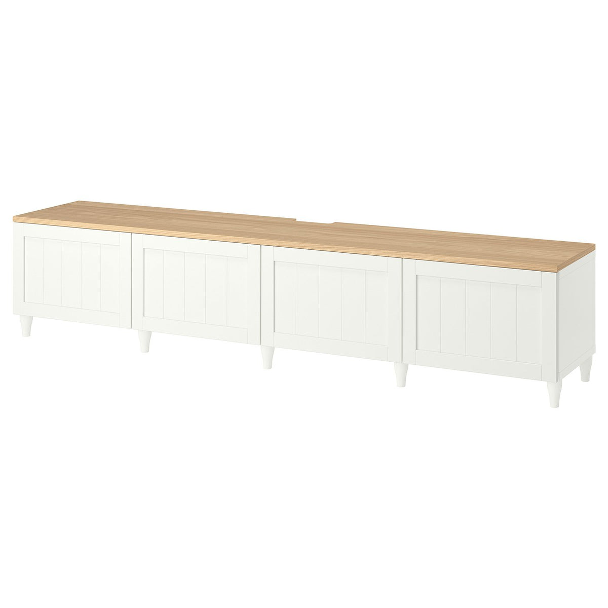 BESTÅ TV bench with doors, white/Pipmakare white, 240x42x50 cm