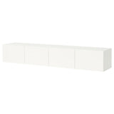 BESTÅ TV bench with doors, white/Selsviken high-gloss white, 240x42x38 cm