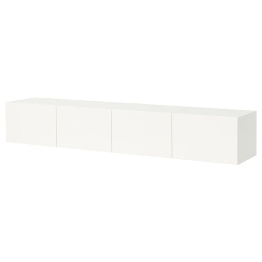 BESTÅ - BESTÅ TV bench with doors, white/Selsviken high-gloss white, 240x42x38 cm