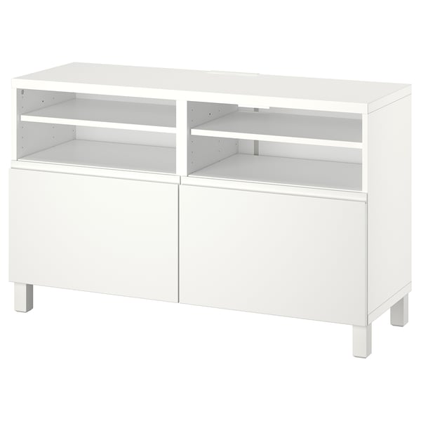 BESTÅ - BESTÅ TV bench with doors, white/Västerviken/Stubbarp white, 120x42x74 cm