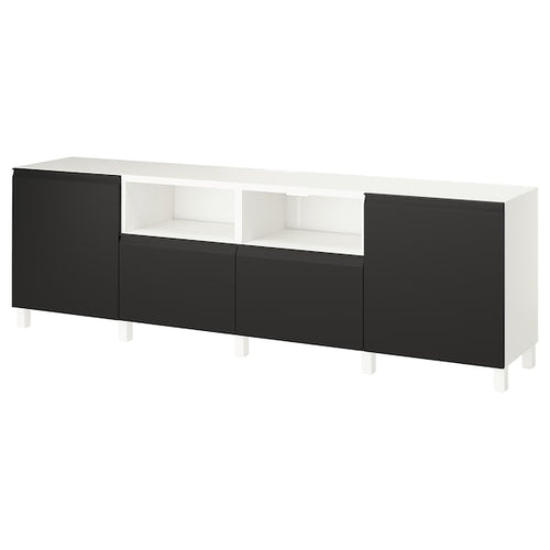 BESTÅ - TV bench with doors and drawers, white/Hammarsmed/Stubbarp anthracite, 240x42x74 cm