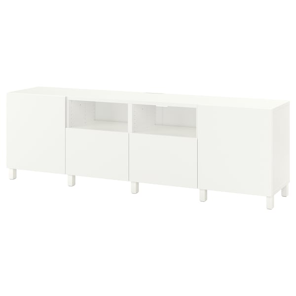BESTÅ TV bench with doors and drawers, Depth: 42 cmHeight: 74 cmMaximum load/drawer: 10 kgWidth: 240 cmMaximum load/shelf: 20 kgDrawer width (internal): 51 cmDrawer depth (internal): 32.5 cmMaximum TV weight: 16 kg