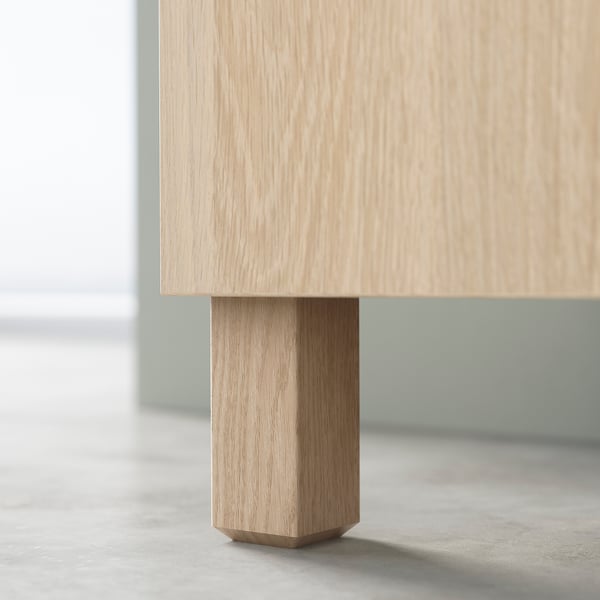 BESTÅ - BESTÅ TV bench with doors, white stained oak effect/Lappviken/Stubbarp white stained oak effect, 120x42x48 cm