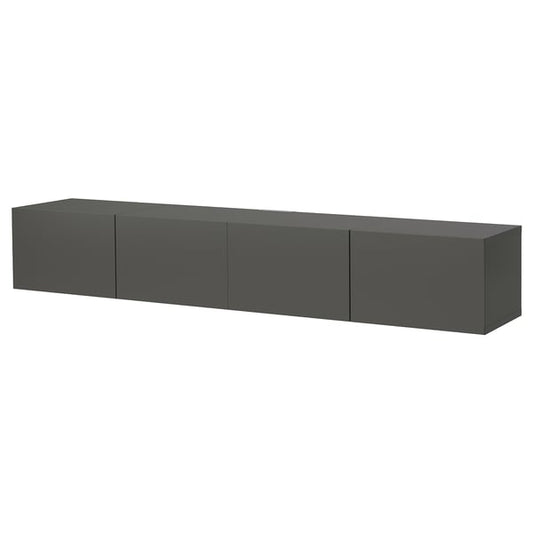 BESTÅ - BESTÅ TV bench with doors, dark grey/Lappviken dark grey, 240x42x38 cm