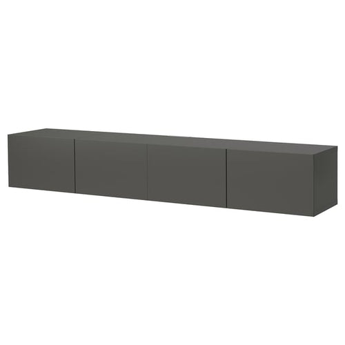 BESTÅ - BESTÅ TV bench with doors, dark grey/Lappviken dark grey, 240x42x38 cm