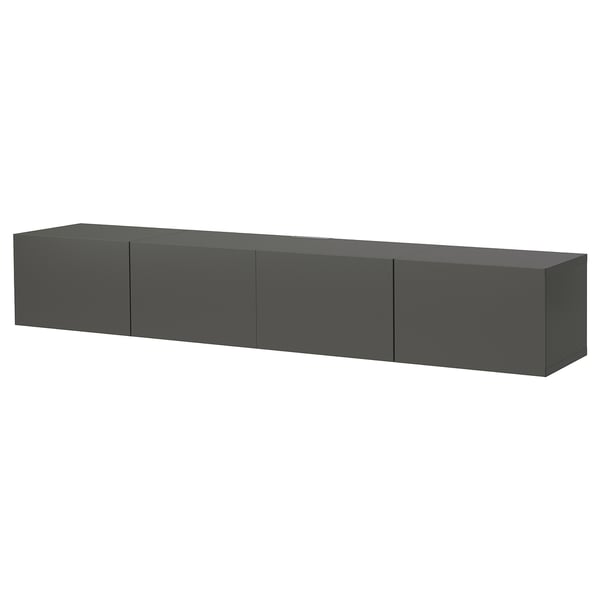 BESTÅ - BESTÅ TV bench with doors, dark grey/Lappviken dark grey, 240x42x38 cm