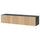 BESTÅ TV bench with doors, black-brown Björköviken/oak veneer, 180x42x38 cm
