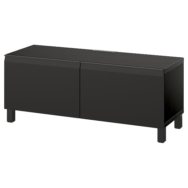 BESTÅ - BESTÅ TV bench with doors, black-brown/Hammarsmed/Stubbarp anthracite, 120x42x48 cm
