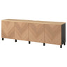 BESTÅ TV bench with doors, black-brown/Hedeviken/Stubbarp oak veneer, 240x42x76 cm