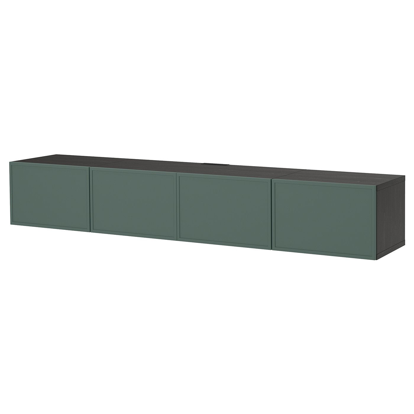 BESTÅ TV bench with doors, black-brown/Krukmakare dark grey-green, 240x38x42 cm