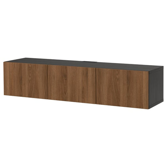 BESTÅ TV cabinet with doors, brown-black/Lappviken walnut effect, 180x42x38 cm TV cabinet with doors, brown-black/Lappviken walnut effect,180x42x38 cm