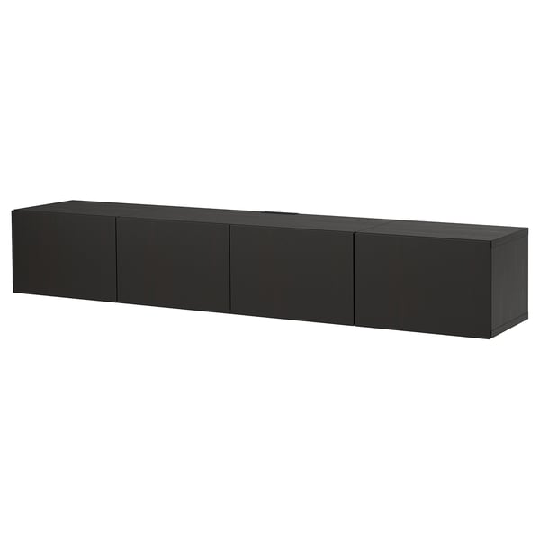 BESTÅ - BESTÅ TV bench with doors, black-brown/Lappviken black-brown, 240x42x38 cm