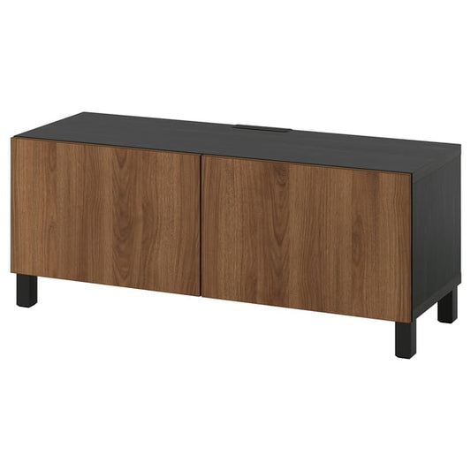 BESTÅ TV cabinet with doors, brown-black/Lappviken/Stubbarp walnut effect, 120x42x48 cm TV cabinet with doors, brown-black/Lappviken/Stubbarp walnut effect,120x42x48 cm