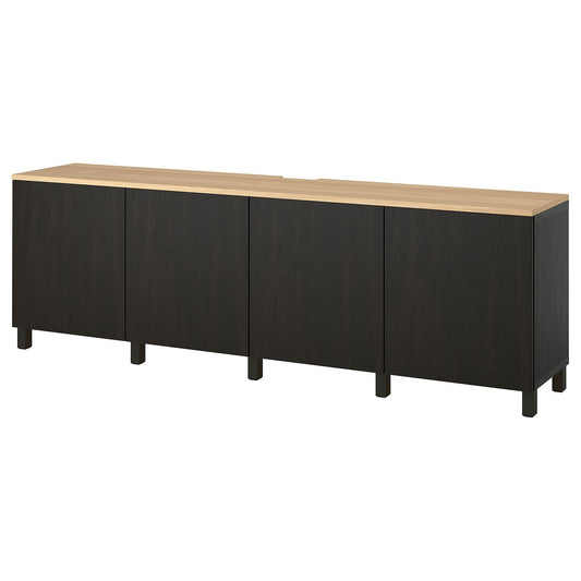 BESTÅ TV bench with doors, black-brown/Lappviken/Stubbarp black-brown, 240x42x76 cm