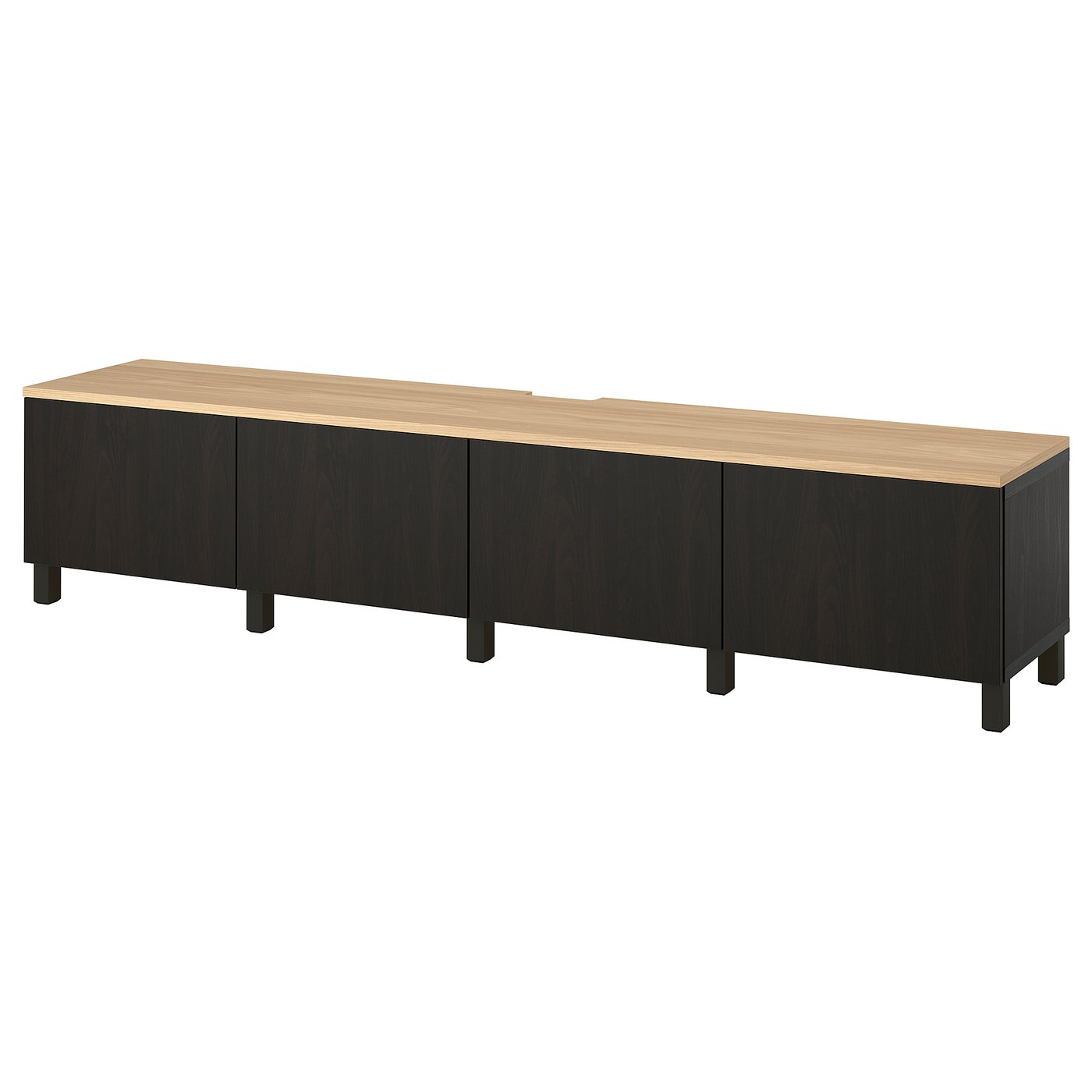 BESTÅ TV bench with doors, black-brown/Lappviken/Stubbarp black-brown, 240x42x50 cm