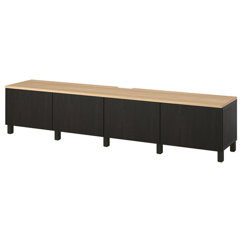 BESTÅ TV bench with doors, black-brown/Lappviken/Stubbarp black-brown, 240x42x50 cm