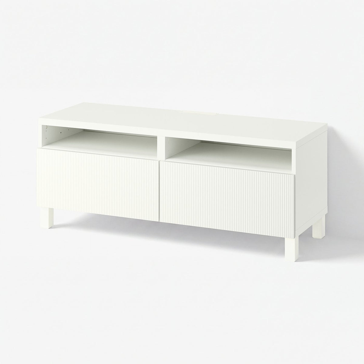BESTÅ TV bench with drawers, white/Förvaltare white, 120x42x48 cm