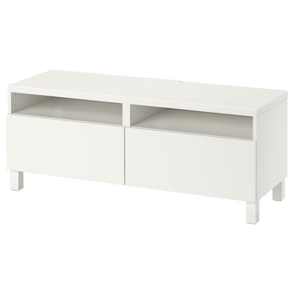 BESTÅ - BESTÅ TV bench with drawers, white/Lappviken/Stubbarp white, 120x42x48 cm