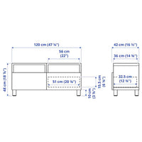 BESTÅ - TV bench with drawers, white/Lappviken/Stubbarp dark grey, 120x42x48 cm