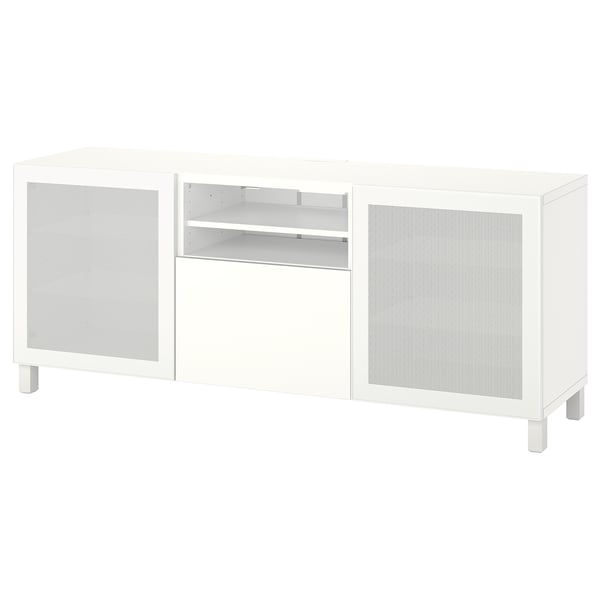 BESTÅ - BESTÅ TV bench with drawers, white Mörtviken/Lappviken/Stubbarp white, 180x42x74 cm