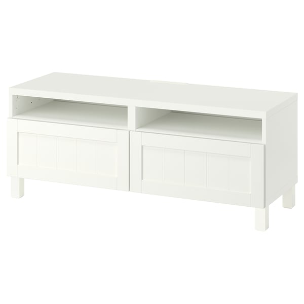 BESTÅ TV cabinet with drawers, white/Pipmakare white, 120x42x48 cm