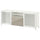 BESTÅ TV bench with drawers, white/Selsviken/Nannarp high-gloss/beige frosted glass, 180x74x42 cm
