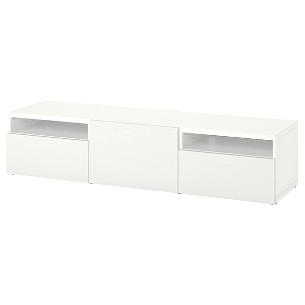 BESTÅ - BESTÅ TV bench with drawers and door, white/Laxviken white, 180x42x39 cm