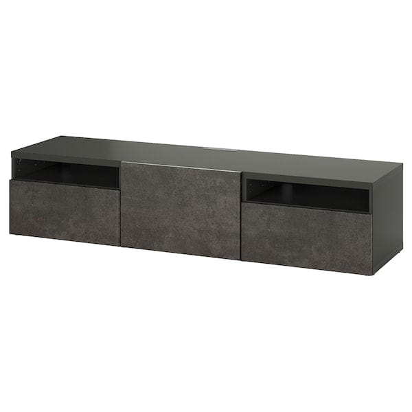 Ikea BESTÅ - TV bench with drawers and door, dark grey/Kallviken dark grey, 180x42x39 cm