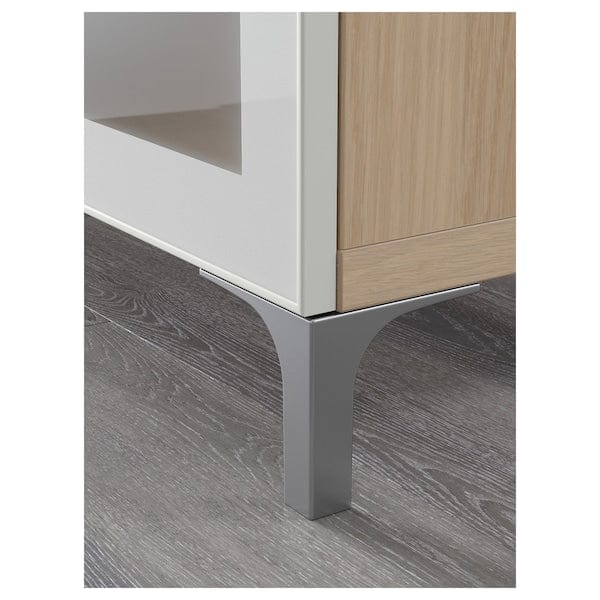 Ikea BESTÅ - TV cabinet with drawers, white stained oak/Selsviken/Nannarp polished effect/beige frosted glass,180x42x74 cm
