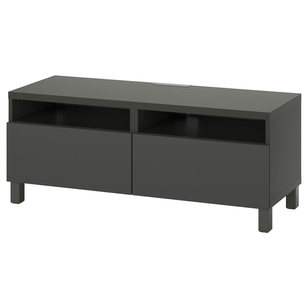 BESTÅ - BESTÅ TV bench with drawers, dark grey/Lappviken/Stubbarp dark grey, 120x42x48 cm