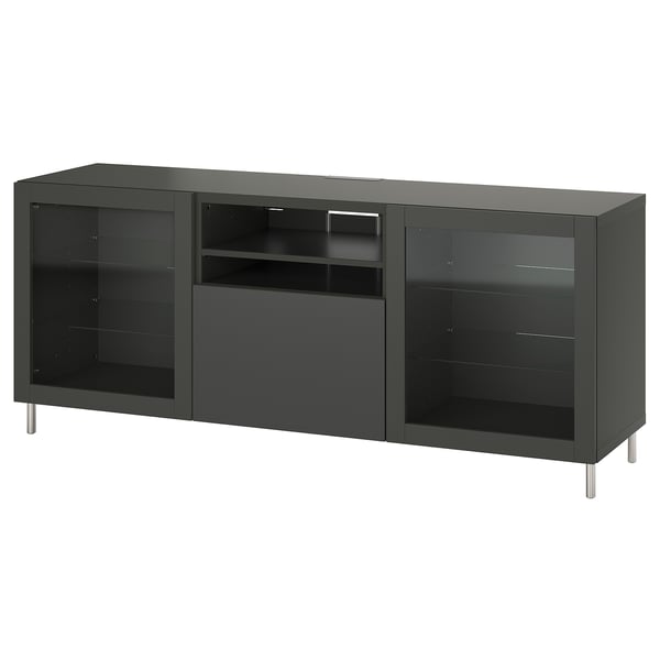 BESTÅ - BESTÅ TV bench with drawers, dark grey Sindvik/Lappviken/Stubbarp dark grey, 180x42x74 cm