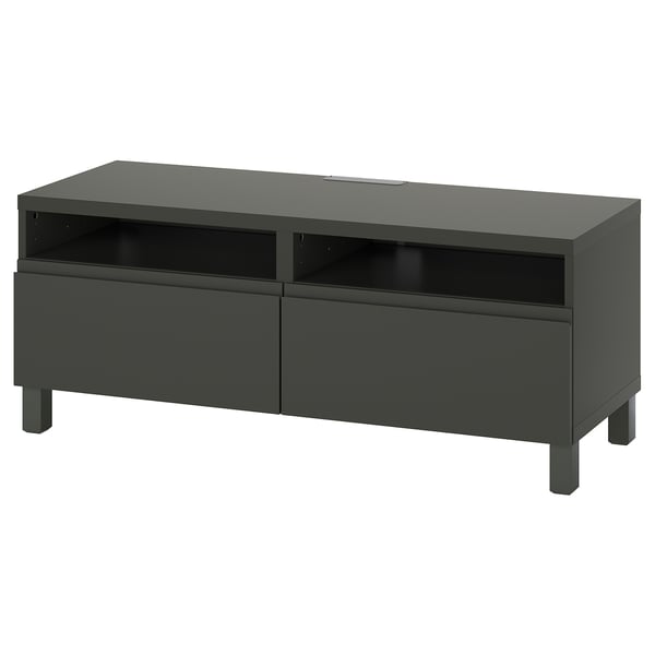 BESTÅ - BESTÅ TV bench with drawers, dark grey/Västerviken/Stubbarp dark grey, 120x42x48 cm
