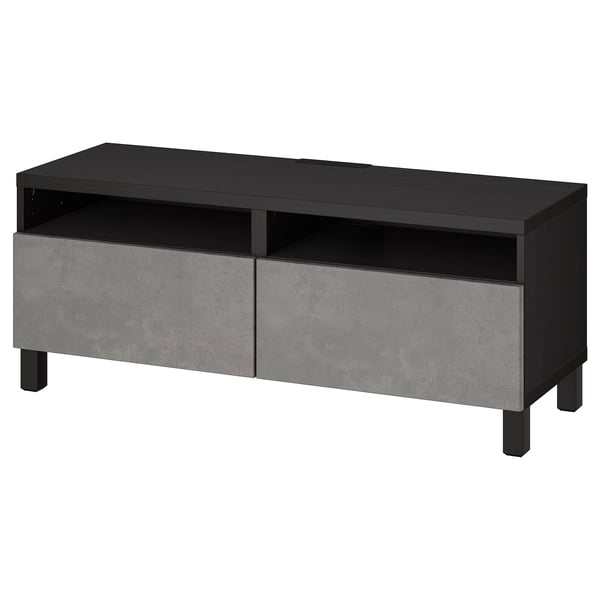 BESTÅ TV bench with drawers, black-brown/Kallviken/Stubbarp dark grey, 120x42x48 cm