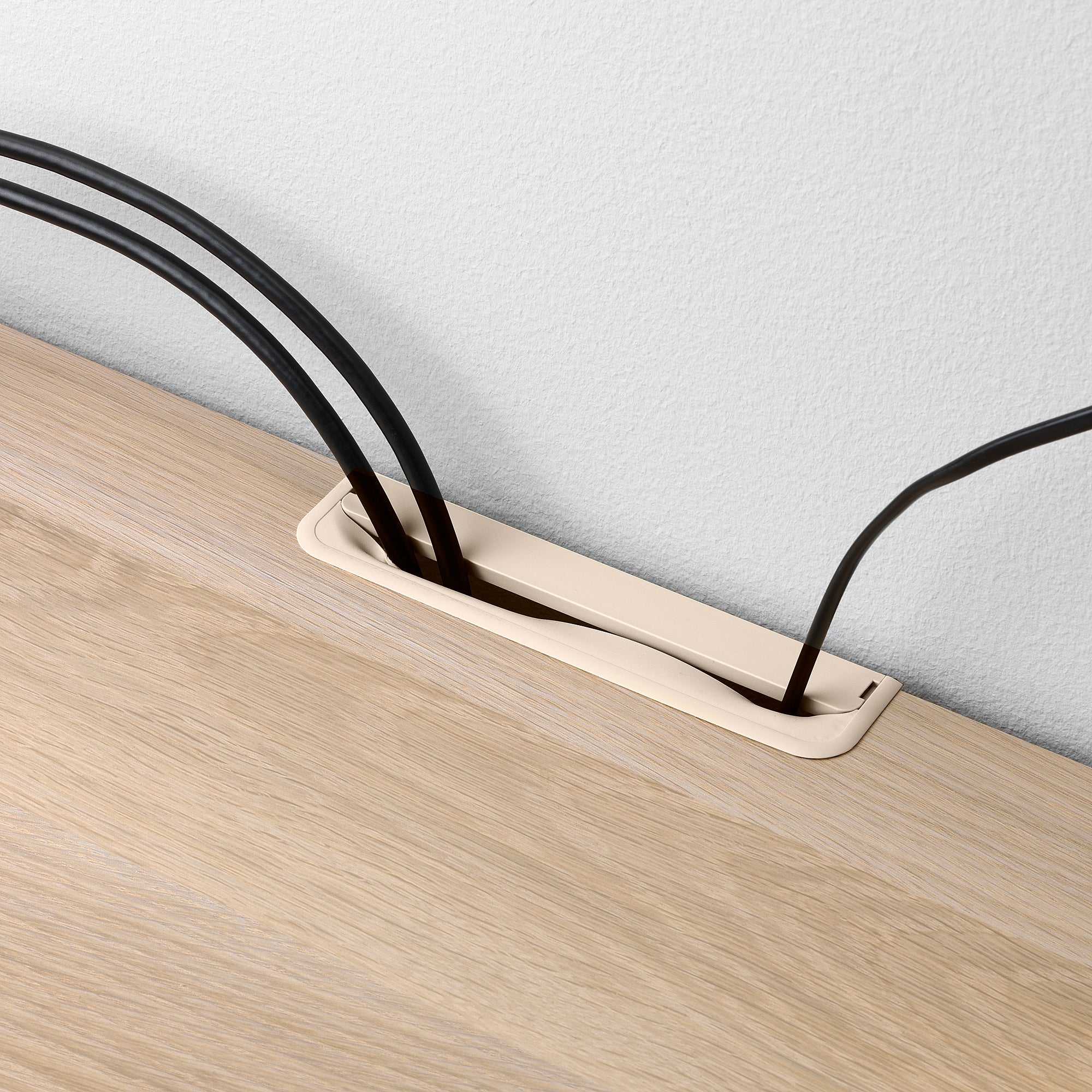BESTÅ TV bench, white stained oak effect/Krukmakare beige, 180x42x39 cm