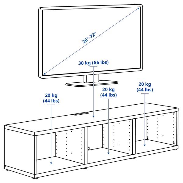 BESTÅ TV bench, white stained oak effect, 180x40x38 cm